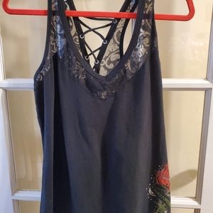 Genuine Harley Davidson Black Burnout Tank Top with Lace-up Back Size 2XL